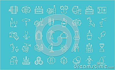 Set Vector Flat Line Icons Wine Stock Photo