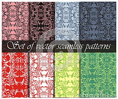 Set of vector floral patterns Stock Photo