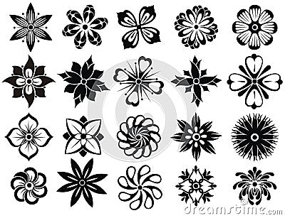 Set of Vector Flowers Vector Illustration