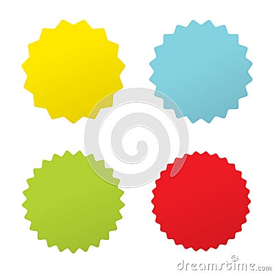 Set of vector Four starburst, sunburst badges. Vector Illustration