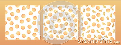 Set of vector fresh simple fruit seamless pattern. Irregular composition of citrus oranges texture isolated on white background. Stock Photo