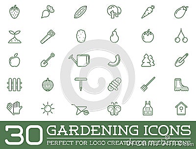 Set of Vector Garden and Farm Elements Vector Illustration