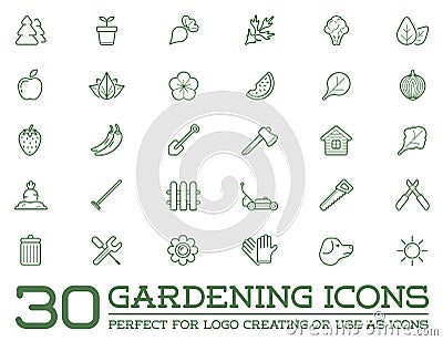 Set of Vector Garden and Farm Elements Vector Illustration