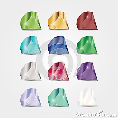 Set of vector gemstones for game design. Vector Illustration