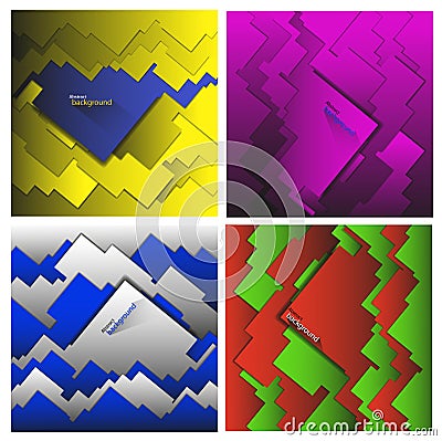 Set of vector geometric abstract backgrounds made of squares and rectangles Vector Illustration