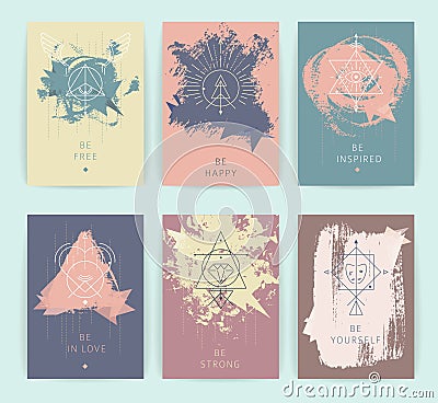 Set of vector geometric alchemy symbols Vector Illustration