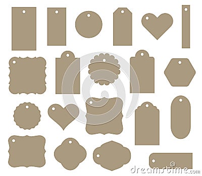 Set of vector gift tag, discount label. Twenty different shapes. Vector Illustration