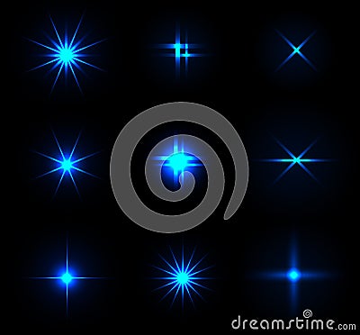 Set of Vector glowing sparkles Vector Illustration