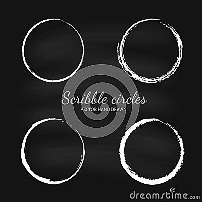 Set of vector hand drawn circles in sketch drawing scribble style. Doodle circular logo Vector Illustration