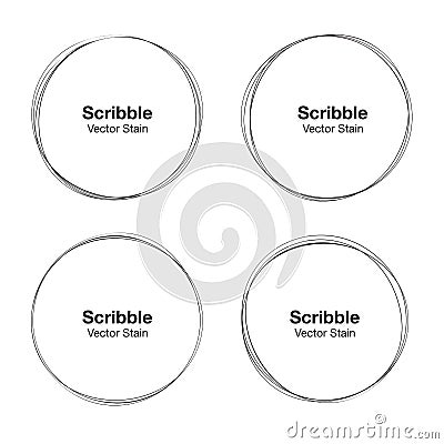 Set of vector hand drawn circles using sketch drawing scribble circle lines. Doodle circular logo design elements Vector Illustration