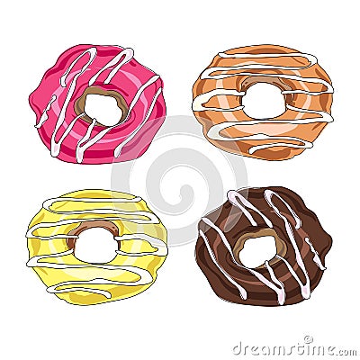 Set of vector hand drawn donuts Vector Illustration