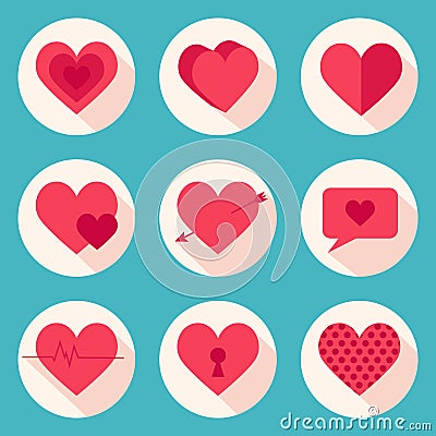 Set of vector hearts. Valentine`s Day theme. Vector Illustration