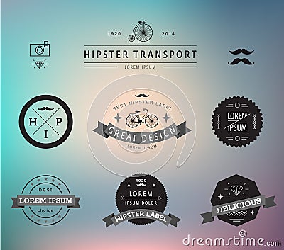 Set of vector hipster modern labels, icons Vector Illustration