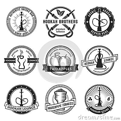 Set of vector hookah labels Vector Illustration