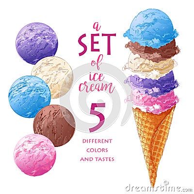 Set of Vector ice creams Vector Illustration