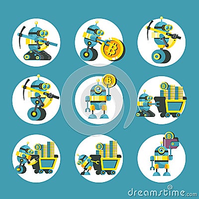 Bitcoin mining. Vector conceptual illustration. Cryptocurrency. Vector Illustration