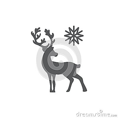 Vector picture deer and snowflake Stock Photo