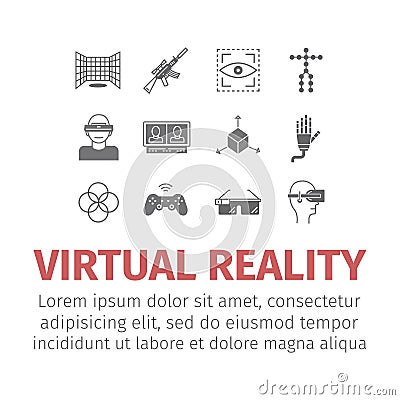 Set of vector icons of devices for virtual reality. Vector Vector Illustration