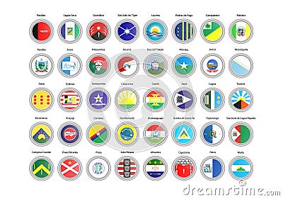 Set of vector icons. Flags of Paraiba state, Brazil. Vector Illustration