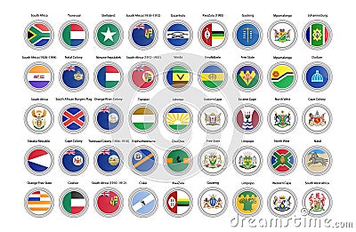 Set of vector icons. Flags of South Africa. Vector Illustration