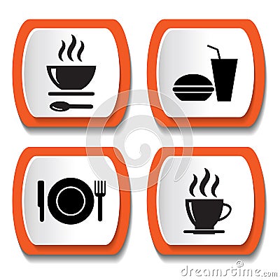 Set of vector icons with food Vector Illustration