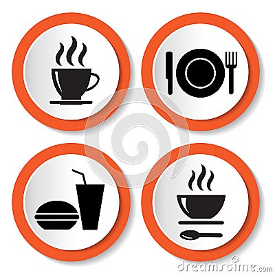 Set of vector icons with food Vector Illustration