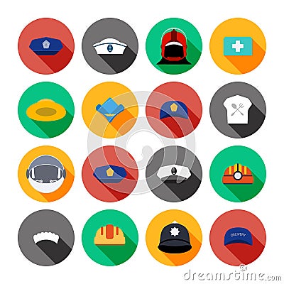 Set of vector icons of hats. Vector Illustration