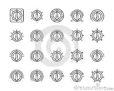 Set of Vector Icons on Theme Adjustment, Mode Selection, Control, Switching, Change. Presented Balance, Power, Minimum Vector Illustration