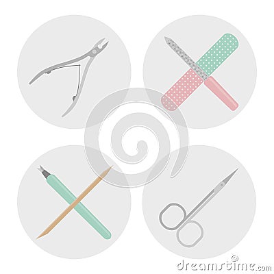 Set of vector icons with tools for manicure. Vector Illustration