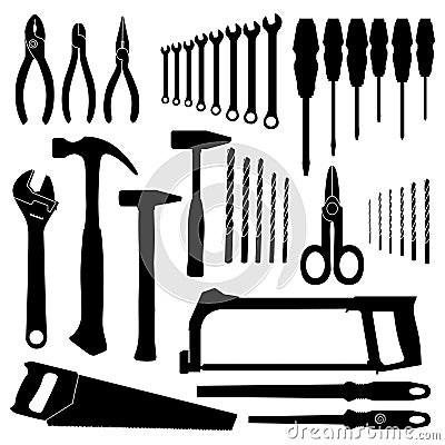 Set vector icons of tools on a white background. Vector Illustration