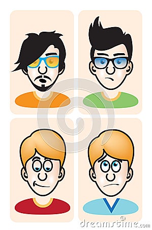 Set of vector illustration cartoon avatar portraits Vector Illustration