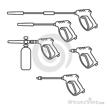 Set of vector illustration pressure washer machine silhouette Vector Illustration