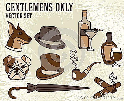 Set of vector illustrations for gentlemen Vector Illustration