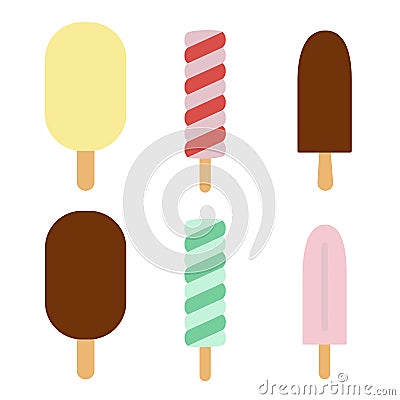 Set of vector illustrations of ice lolly different colors Vector Illustration