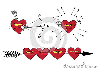 Set of vector illustrations on the love theme. Vector Illustration