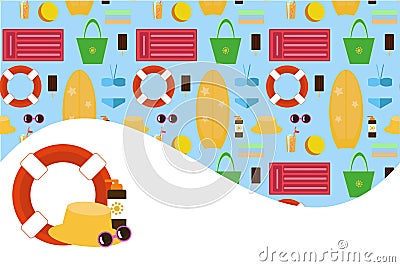 Set of vector images - beach accessories Vector Illustration