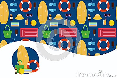 Set of vector images - beach accessories Vector Illustration