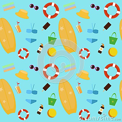 Set of vector images - beach accessories Vector Illustration