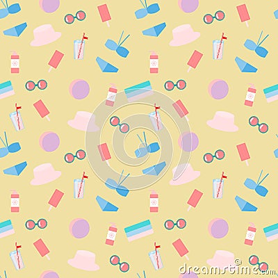 Set of vector images - beach accessories Vector Illustration