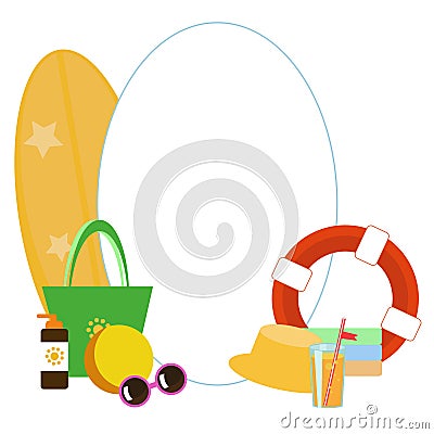 Set of vector images - beach accessories Vector Illustration