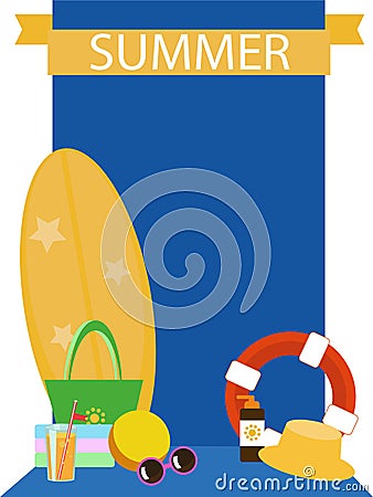 Set of vector images - beach accessories Vector Illustration