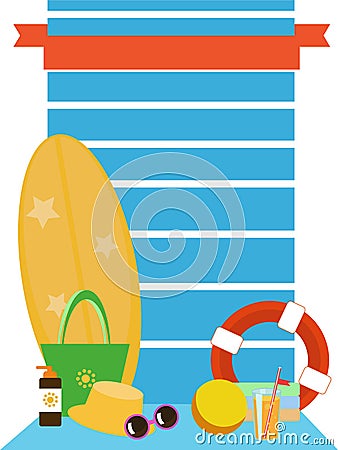 Set of vector images - beach accessories Vector Illustration