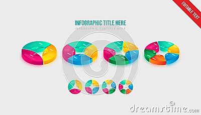 Set of vector infographic circle templates Isometric colorful gradient step by step timeline template element design vector icon Vector Illustration