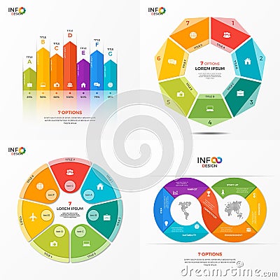 Set of vector infographic 7 options templates Vector Illustration