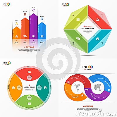 Set of vector infographic 4 options templates Vector Illustration