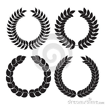 Set of 4 vector isolated laurel wreaths Vector Illustration