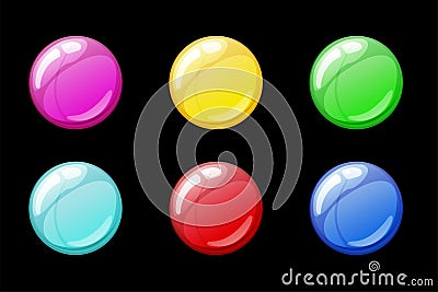 Set of vector isolated multicolored bright soap bubbles. Vector Illustration