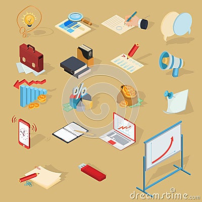 Set of vector isometric business icons. Vector Illustration