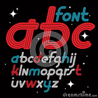 Set of vector italic lower case funky English alphabet letters i Vector Illustration