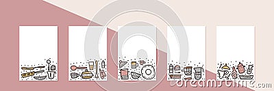 Set of vector kitchen equipments in doodle style. Vector Illustration